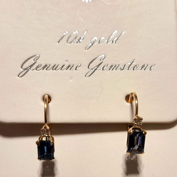 FINE JEWELRY BEAUTIFUL!! GENUINE BLUE TOPAZ 10K GOLD EARRINGS - Picture 5 of 6